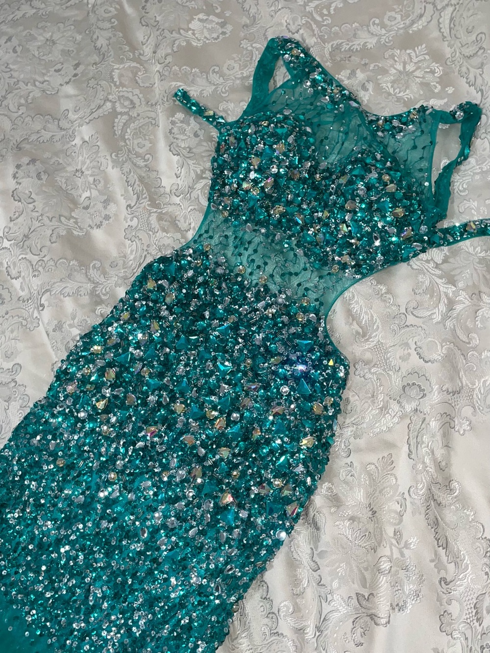 Jovani Emerald Green Embellished Beaded Prom Dress